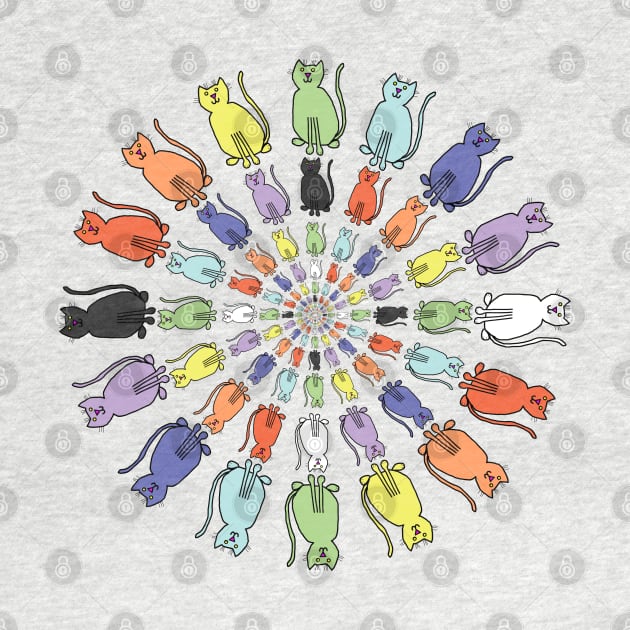 Many Circles of Rainbow Cats by ellenhenryart